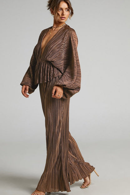 Betty V-neck Plisse Set