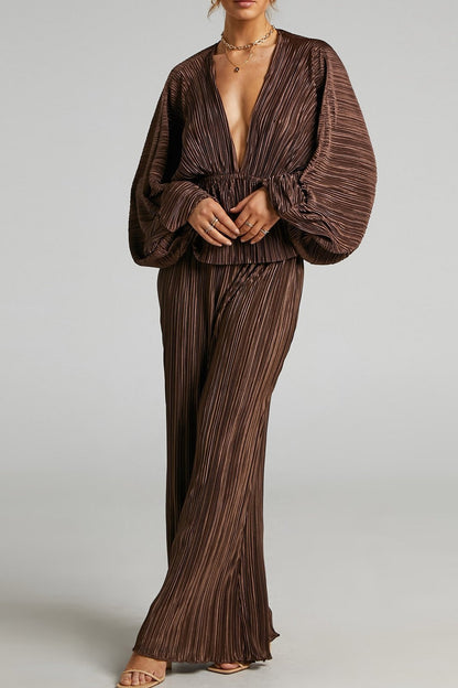 Betty V-neck Plisse Set