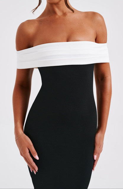 Fiorella Midi Dress - Black/White