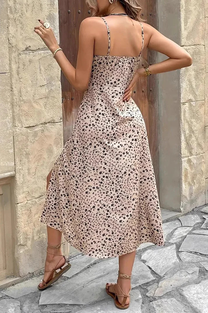 Floral Print Spaghetti Strap Maxi Dress