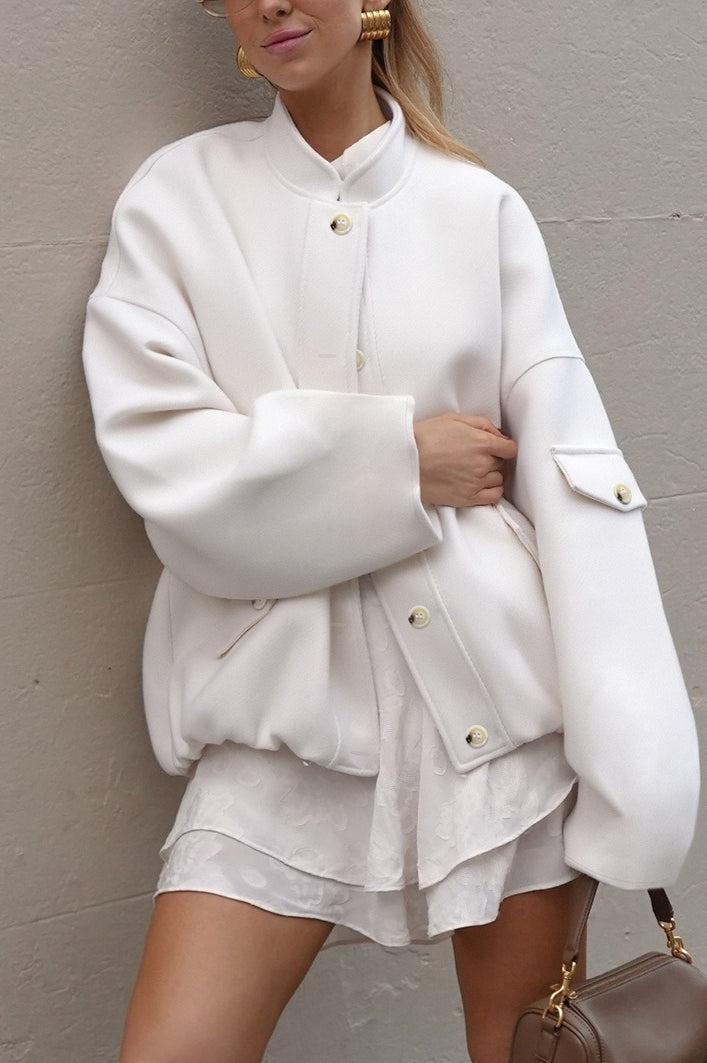 Wool Stand Collar Loose Jacket