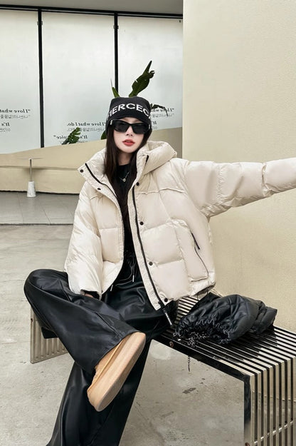 Cropped Oversized Duck Fill Puffer Jacket