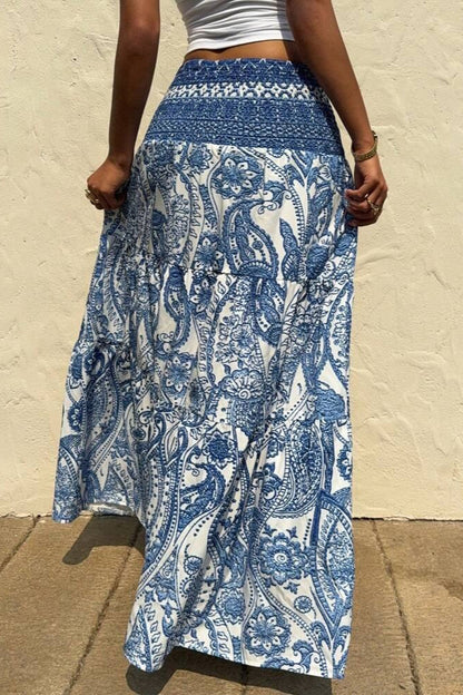 Casual Boho Printed Long Skirt