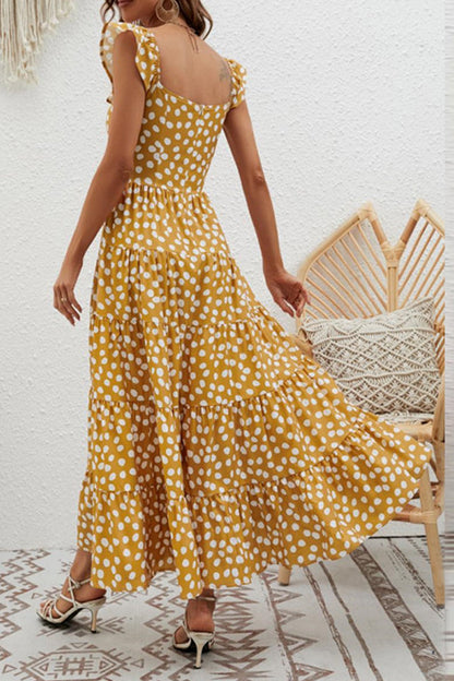 High Waist Solid Color Slim Waist Flying Sleeve Cake Skirt Dress