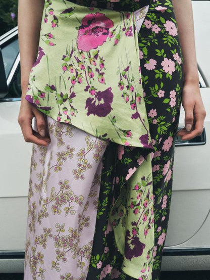 Floral Print Halterneck Backless Maxi Dress