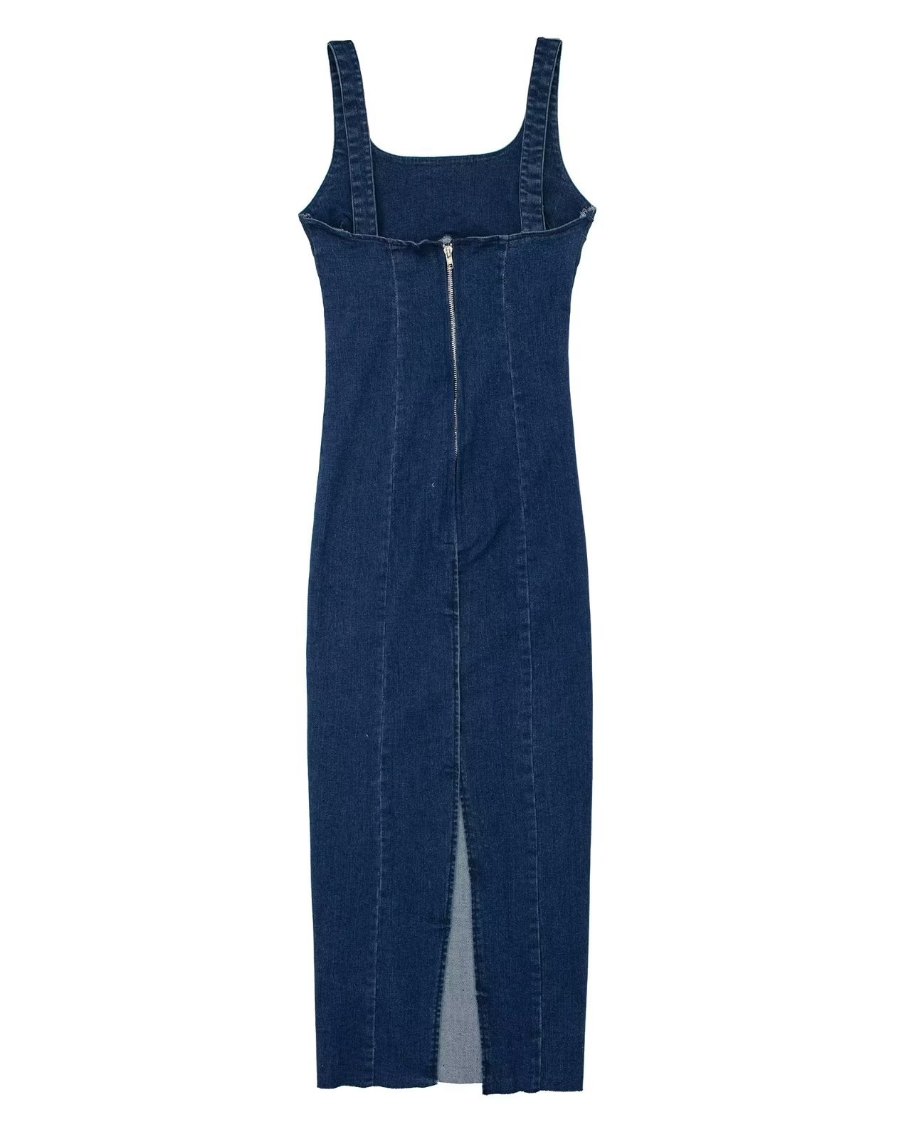 Long Denim Dress With Suspenders