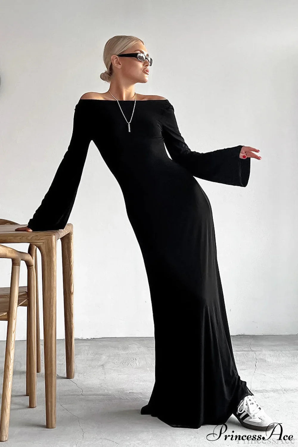 Black Sleek Knit Bodycon Maxi Dress