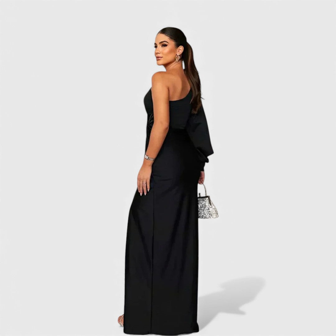 The Celeste — One-Shoulder Satin Maxi Dress