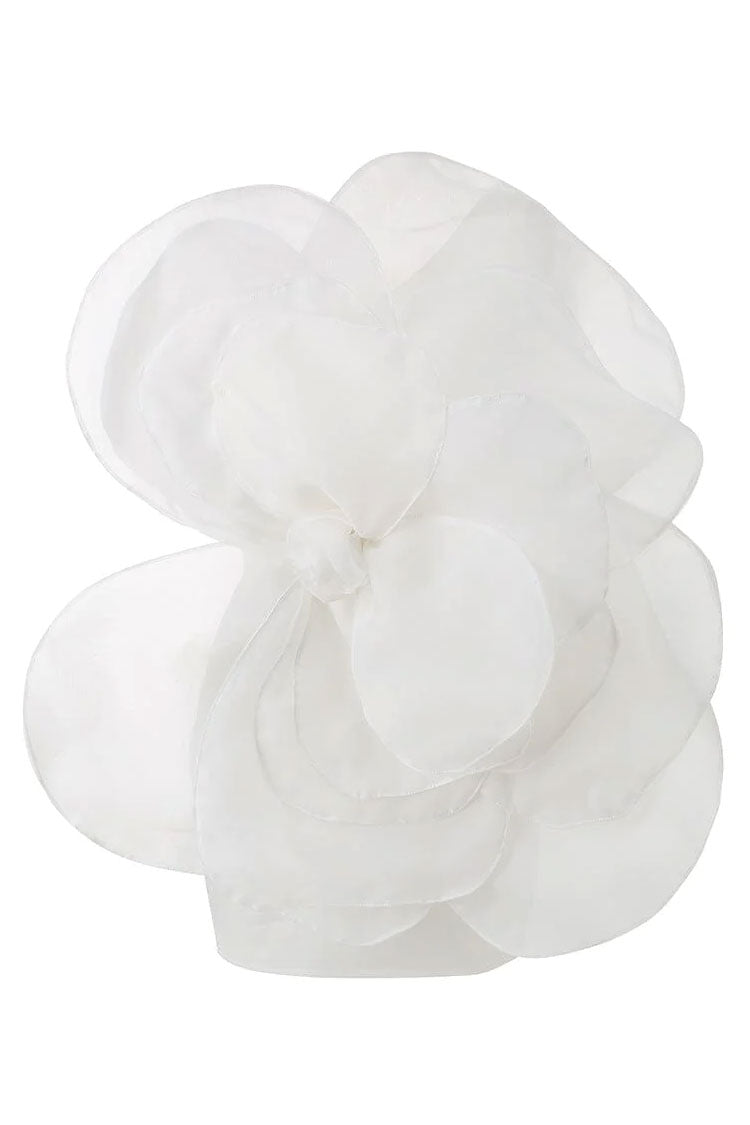 Oversized 3D Organza Rosette One-Shoulder Bodycon Mini Dress