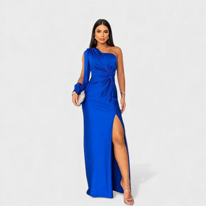 The Celeste — One-Shoulder Satin Maxi Dress