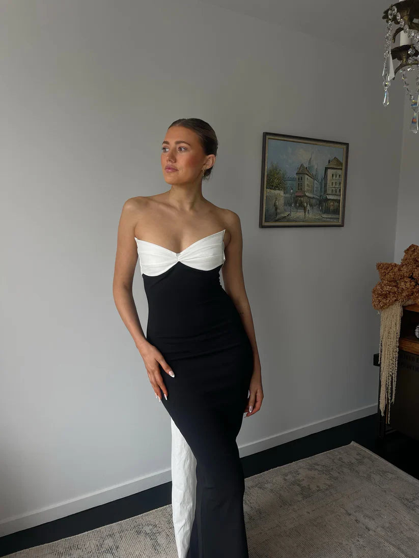 Sweetheart Neck Tube Bow Tie Back Maxi Dress