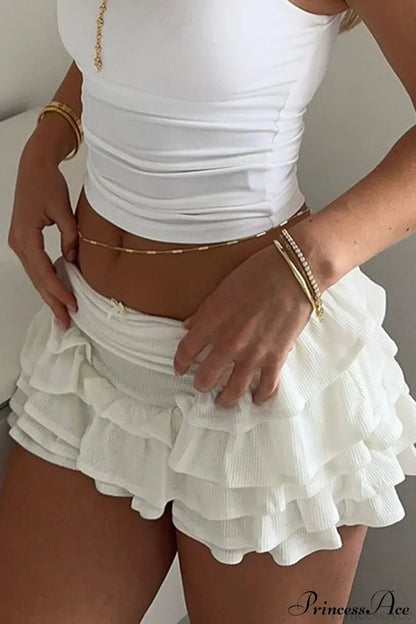 Bohemian Ruffle High Waist Mini Skirt