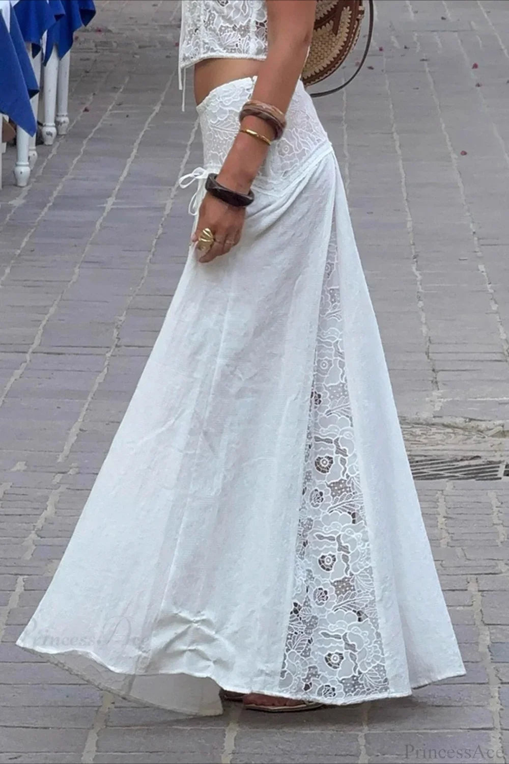 Boho Lace Patchwork Maxi Skirt