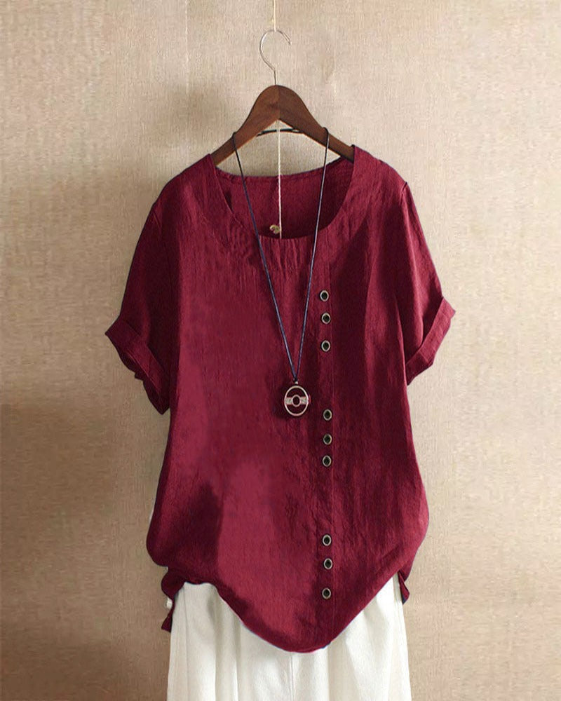 | Women’s Casual Blouse in Summer Fabric with Button Detail
