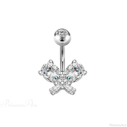 Butterfly CZ Sparkling Gothic Belly Ring