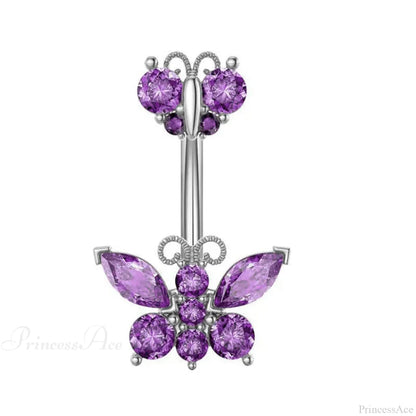 Butterfly CZ Sparkling Gothic Belly Ring