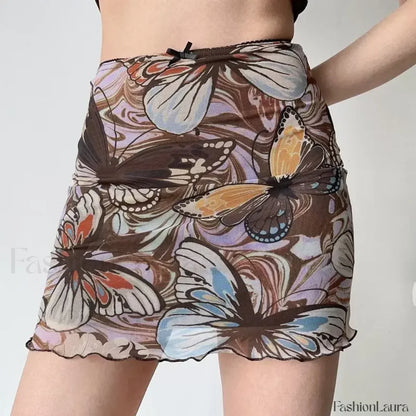 Butterfly Print Korean Bodycon Skirt