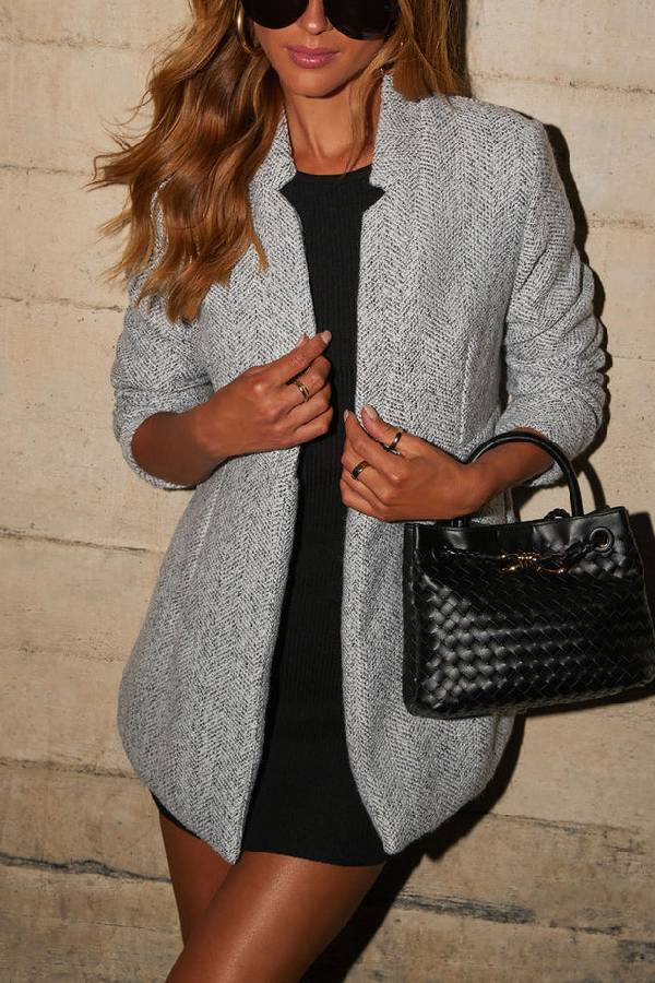 Pocketed Coat - Heather Grey