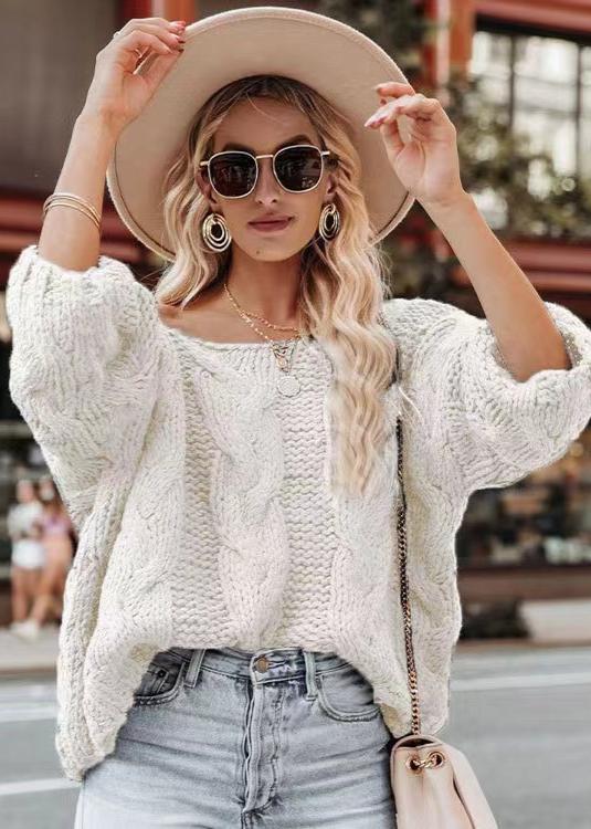 Cozy Vibes - Off-Shoulder Chunky Knit Sweater