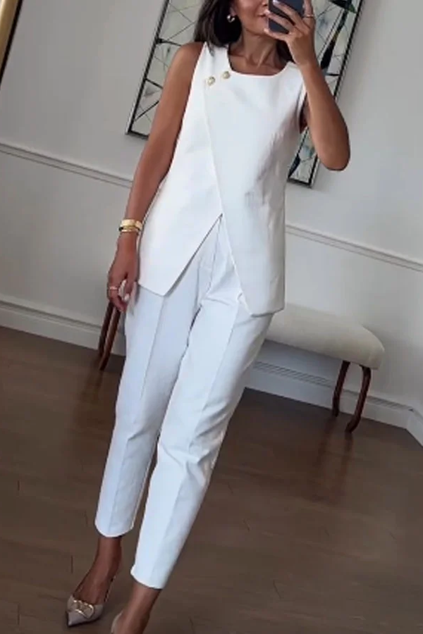 Fashion Commuter Irregular Vest & Pants Two-piece Set
