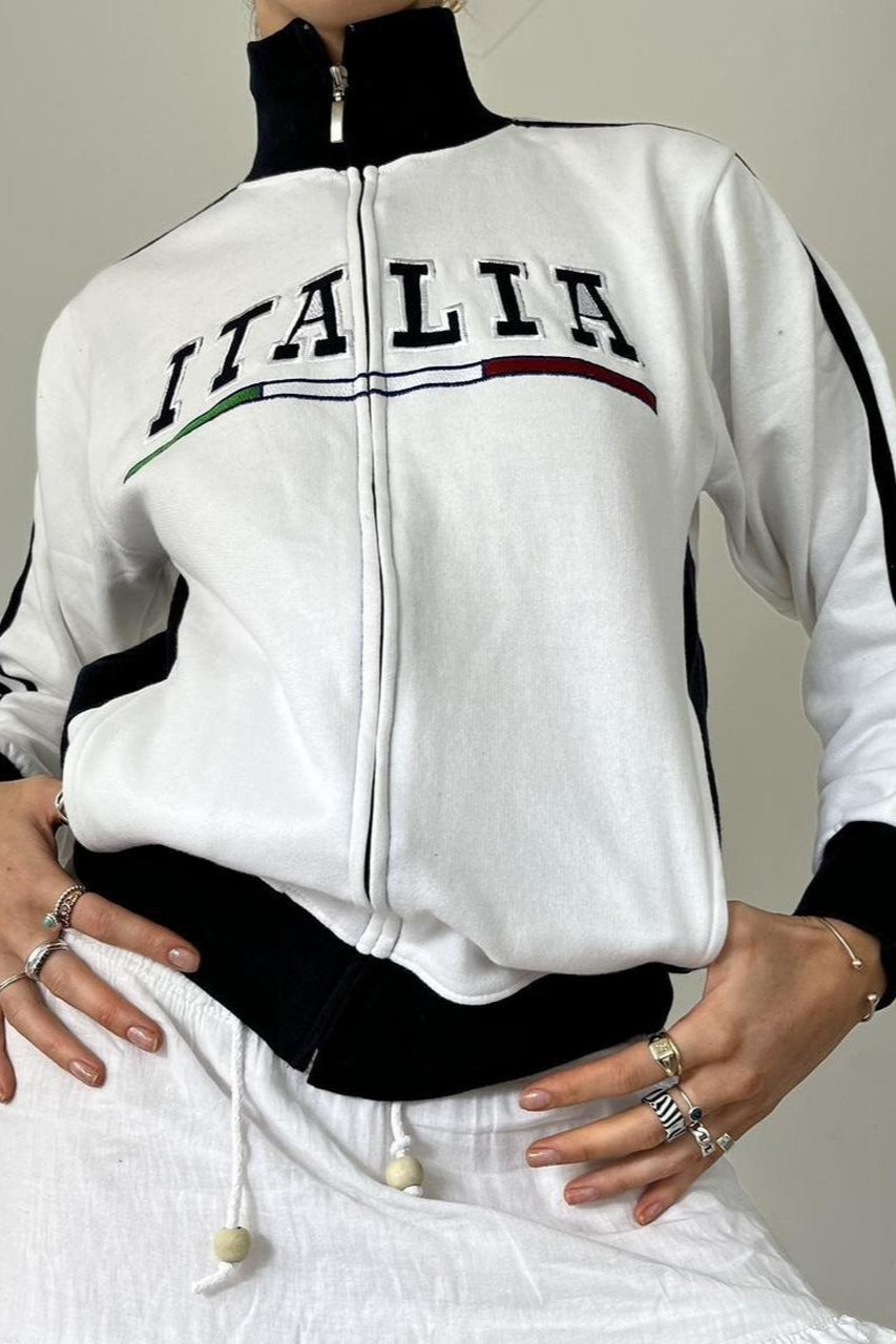 Retro Embroidered Zip Y2k Gothic Sweatshirt