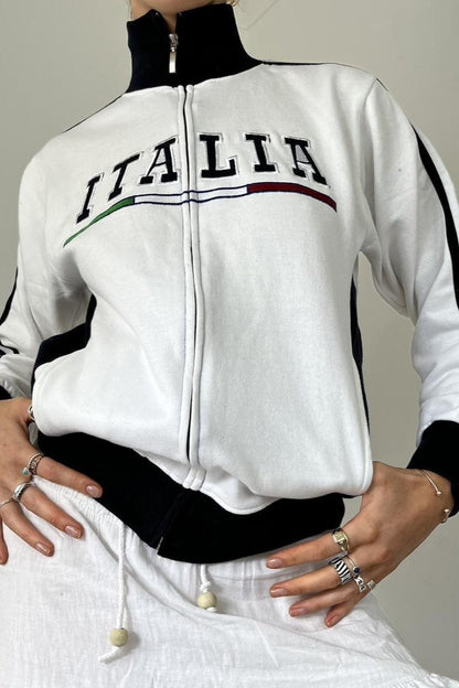 Retro Embroidered Zip Y2k Gothic Sweatshirt