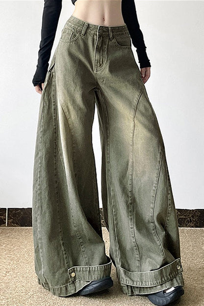 Distressed Bell Bottom Denim Jeans