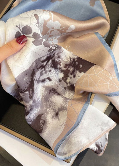 Blossom Mist - Satin Floral Square Scarf 53×53cm