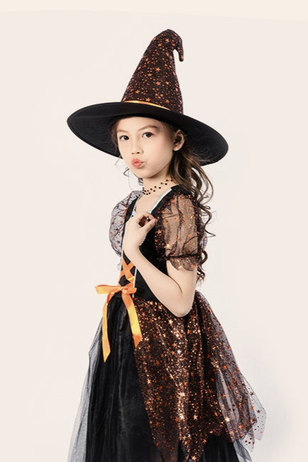 Orange Witch Dress Kid Halloween Costume