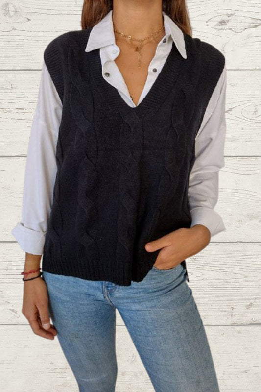 braided sleeveless sweater