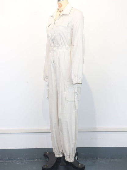 Cargo Jumpsuit With Elastic Waist And Pockets For Women 2026
