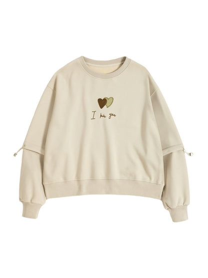 Embroidery Drawstring Sleeve Decor Oversized Hoodie