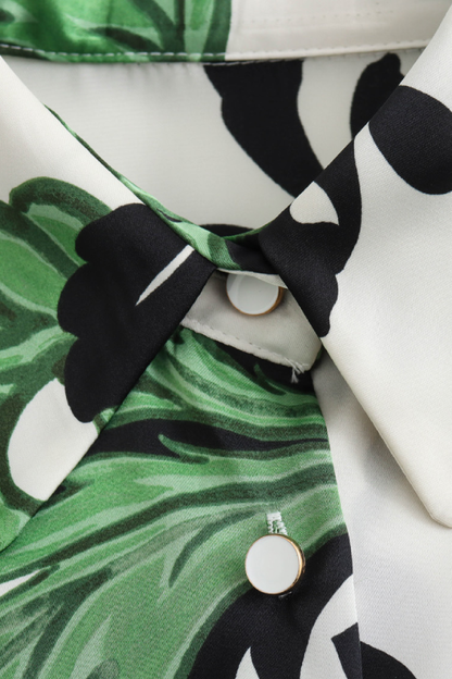 Long Sleeve Belted Waist Shirt-Style Long Dress