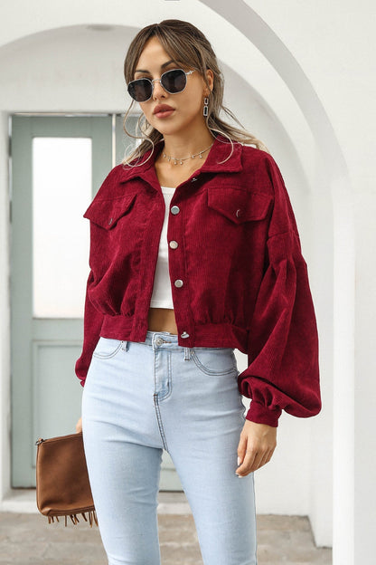 Button Up Corduroy Short Jacket