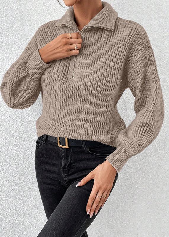 Zipper Detail Cozy Knit Sweater