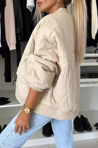 Casual Solid Button Padded Coat