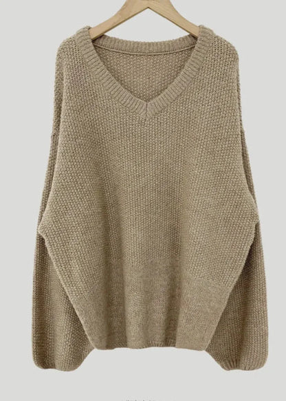 Cozy V-neck Loose Knit Pullover