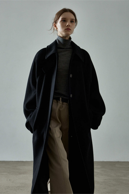 Wool Elegant Loose Extended Long Overcoat