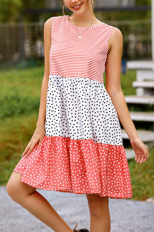 Polka dot mosaic large swing dress