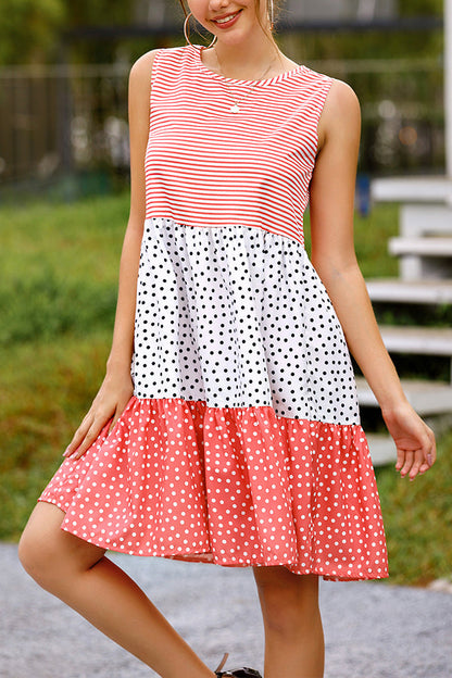 Polka dot mosaic large swing dress