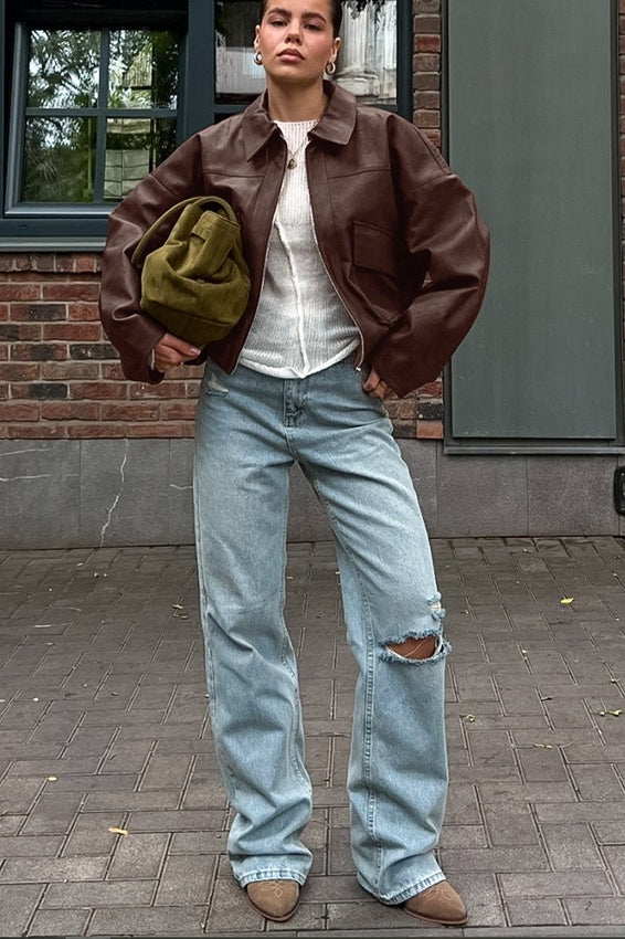 Vintage Brown Leather Jacket