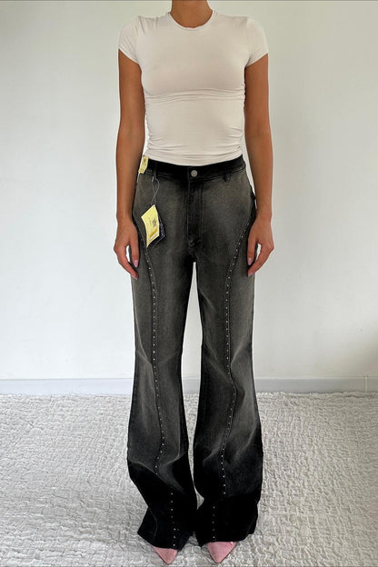 Vintage Patchwork Straight-Leg Jeans