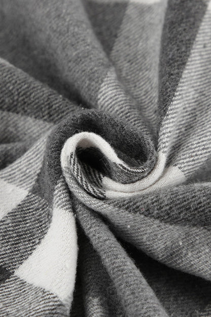 Woolen Plaid Belted Chic Thick Coat