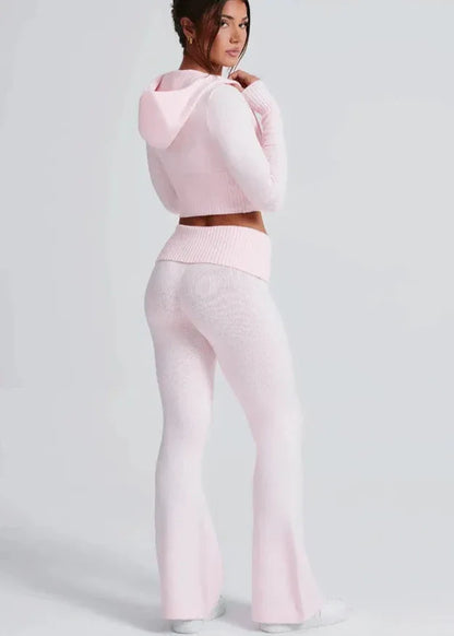 Bliss Knit - Fitted Hoodie and Flare Pants Set