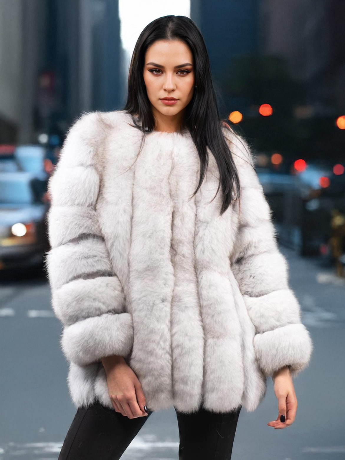 Plush Faux Fur Coat Crew Neck Winter Eco-friendly Fur Jacket For Women 2026