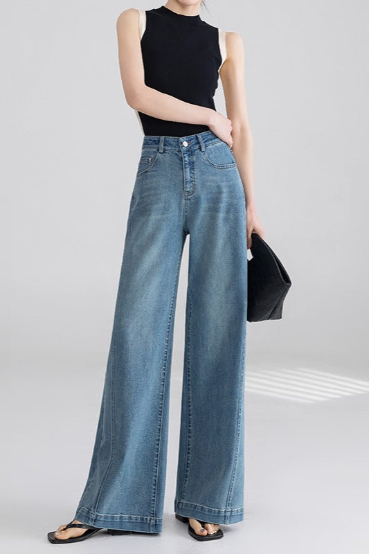 High Waist Wide Leg Flared Jeans