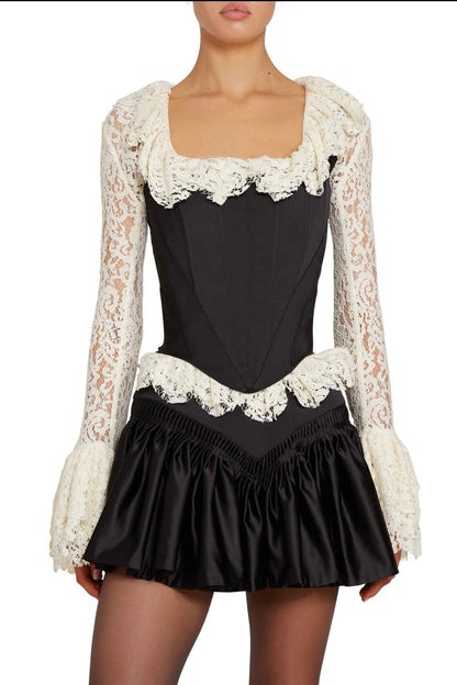 Mona Square Neck Velvet Corset Set