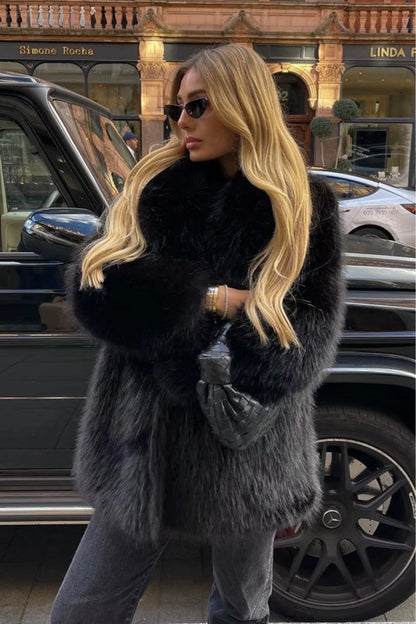 Solid Eco Faux Fur Coat