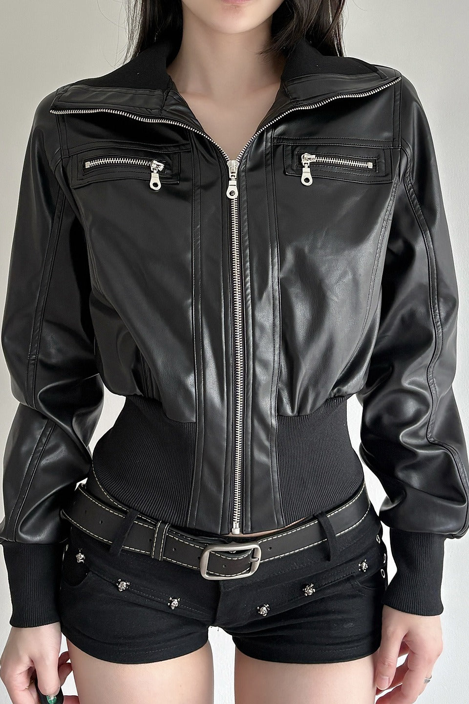Vintage Waist Cinch Leather Jacket