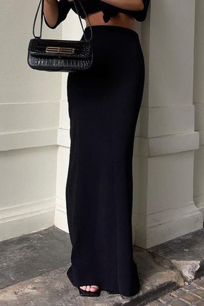Slim Fit Black Long Pencil Skirt